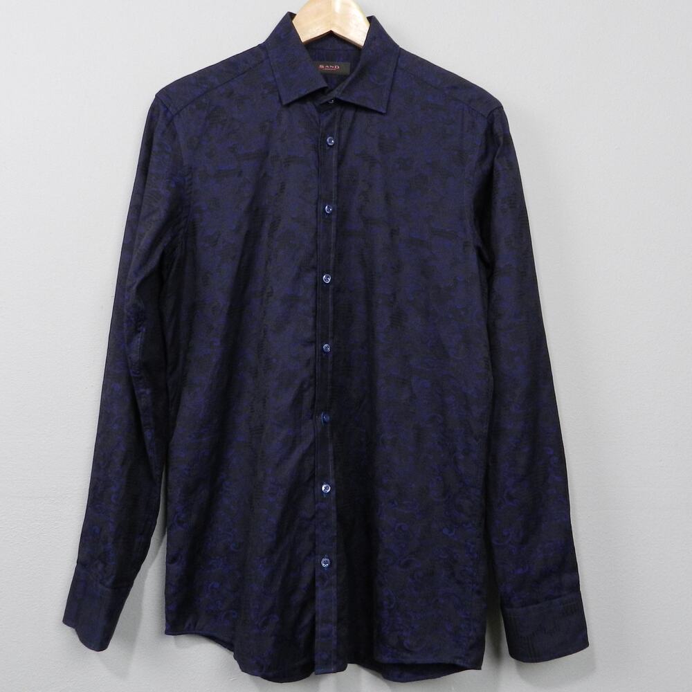 SAND Copenhagen Shirt Size S Black Blue Floral Occasion Night‎ Out Fancy Dress